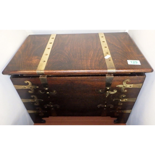 129 - Two wooden sewing boxes and contents (2)