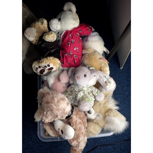 88 - A large rabbit teddy bear together with a box of mixed bears