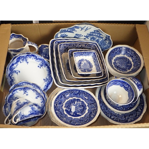 96 - A large qty of various blue and white dinner / tea ware, jug and bowl etc (4)