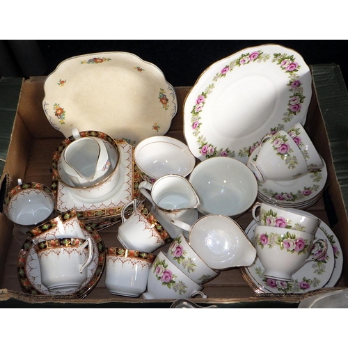 142 - Three boxes of misc tea ware, glass ware etc (3)