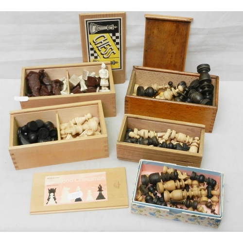 248 - A collection of part chess sets incl Staunton pattern pieces