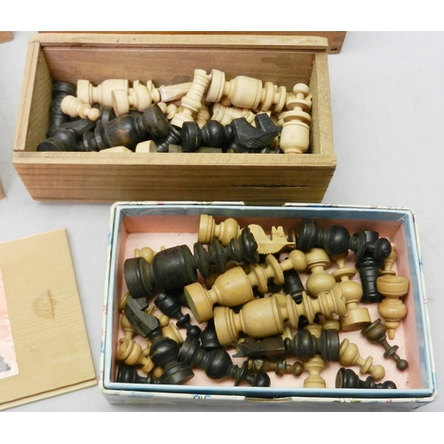 248 - A collection of part chess sets incl Staunton pattern pieces