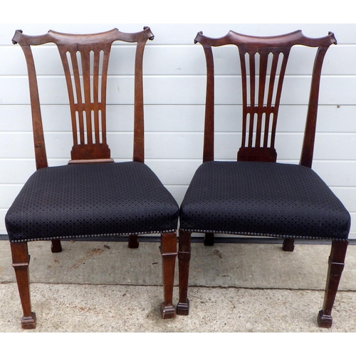 806 - A pair of mahogany dining chairs with overstuffed seats (a/f)