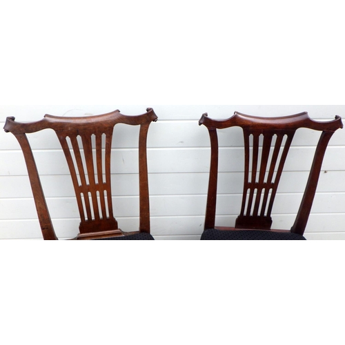 806 - A pair of mahogany dining chairs with overstuffed seats (a/f)