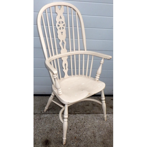 799 - A painted Windsor chair with crinoline stretcher