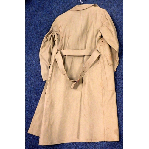 100 - A Cold War interest British Army Officers' 1952 pattern Mackintosh coat, size 11, Sloan & Munro 1955