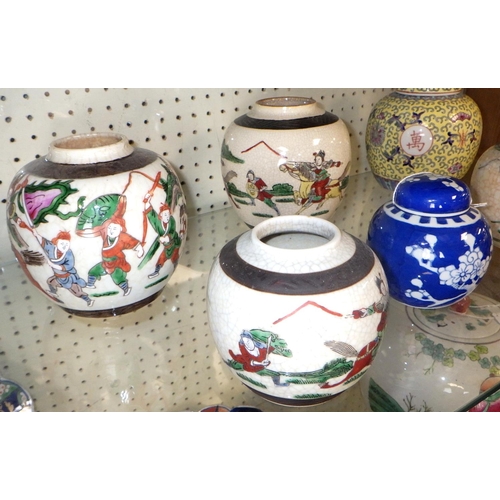 112 - A group of Oriental ginger jars, 3 missing lids (7)