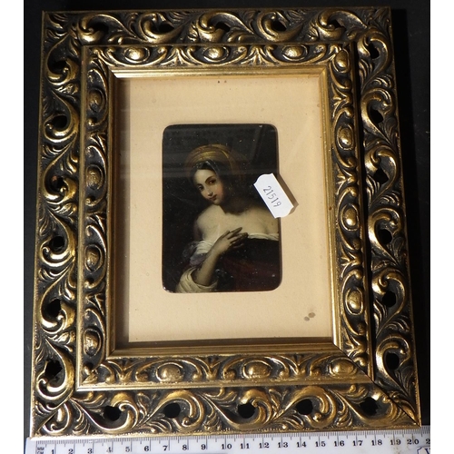 118 - A framed painted porcelain plaque, with valuation AF