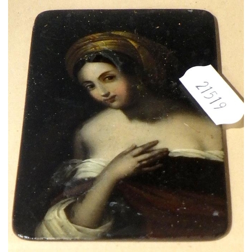 118 - A framed painted porcelain plaque, with valuation AF