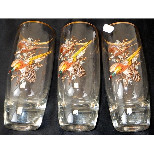 168 - A game bird glass lemonade set (7)