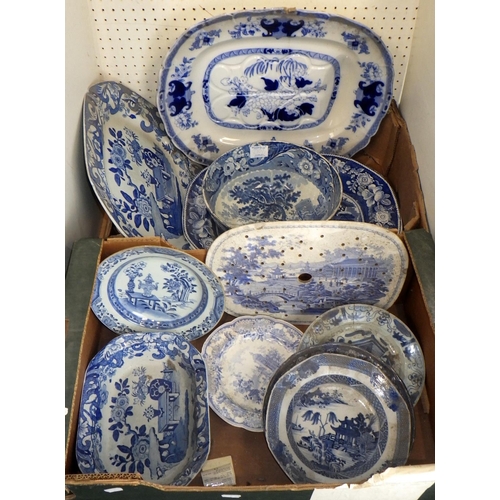 210 - A qty of AS FOUND 19th & 18th century English and Oriental blue and white bowls, plates etc