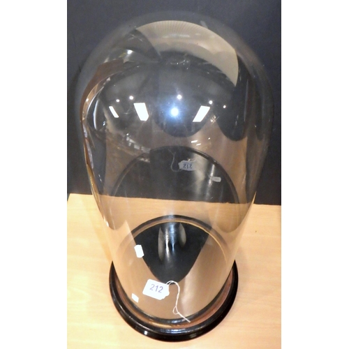 212 - A large glass dome on stand 51cm tall 20cm inner diameter