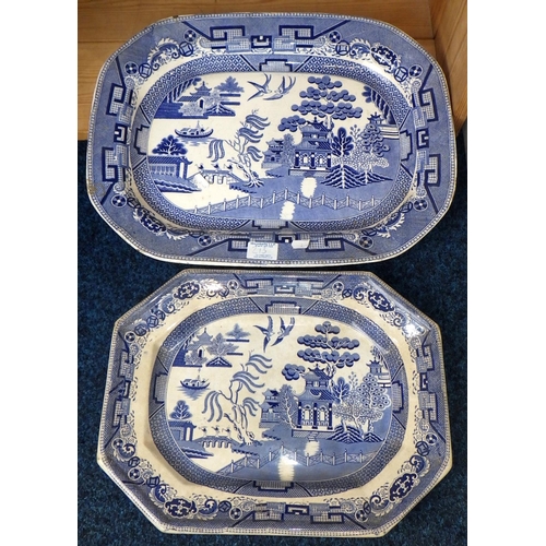 213 - A group of five various blue and white meat plates