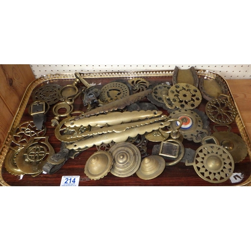 214 - Two trays of early horse brasses etc (2)