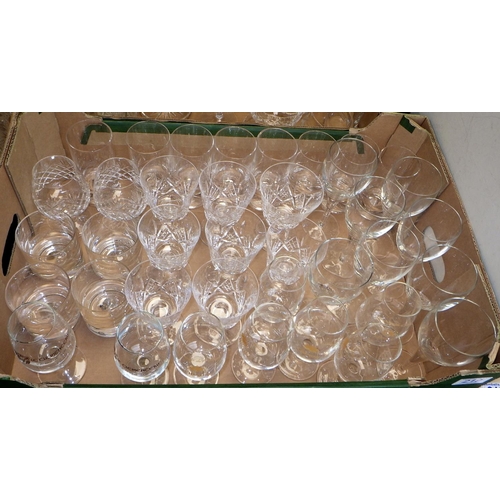 219 - Three boxes of various glass ware to inc Stuart wine and spirits glasses etc (3)