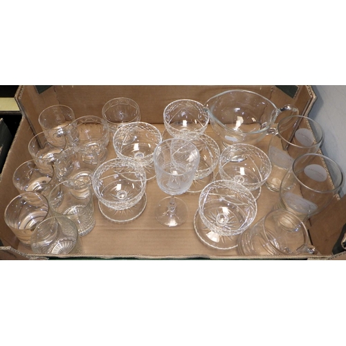 219 - Three boxes of various glass ware to inc Stuart wine and spirits glasses etc (3)