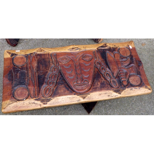 536 - Two African carved chairs and a coffee table (3)