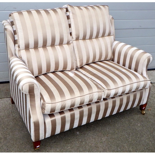 537 - A Duresta two seat settee, 140cm wide, with striped fabric, some marks