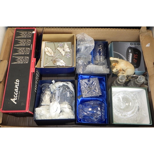 231 - Two boxes of misc collectables to inc glass ware, Susie Cooper tea ware etc (2)