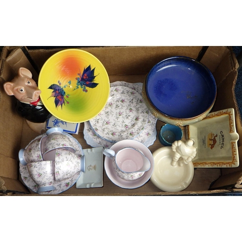 238 - Two boxes of ceramics and glass to inc a Royal Doulton pedestal bowl (2)