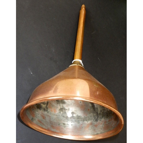 254 - A modern plated desk bell together with a copper funnel and a soda siphon (3)