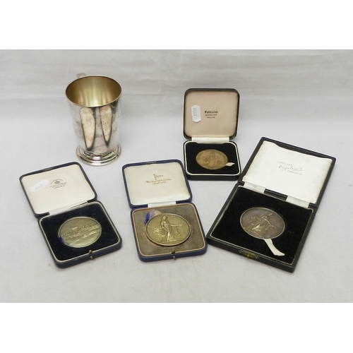 88 - One silver gilt and one silver Yorkshire Agricultural Society presentation medals, each 56mm diamete... 