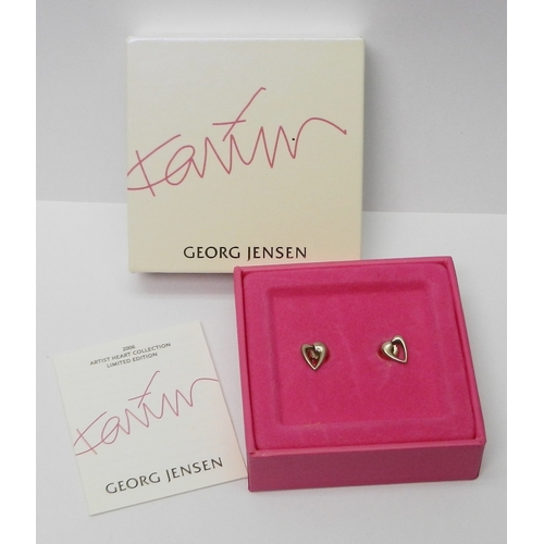 31 - Georg Jensen / Karim Rashid 2006 Artist Heart Collection Limited Edition Earrings of the Year, white... 