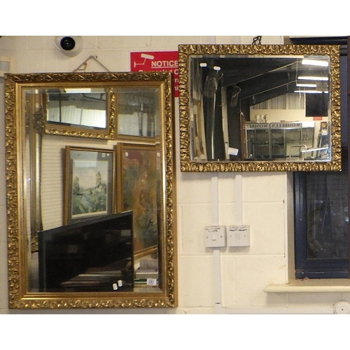 571 - Two gilt framed bevelled mirrors 70 x 55 cm & 70 x 100cm