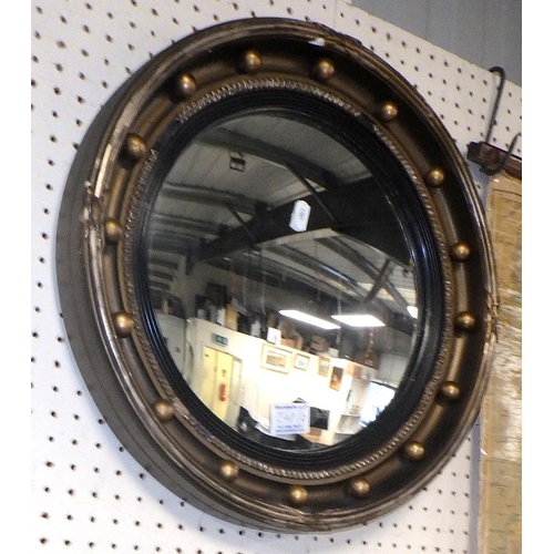 248 - A gilt framed convex mirror together with an oak barometer