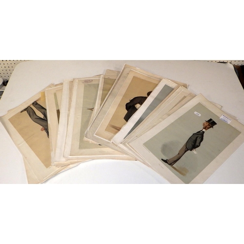 250 - A large group of unframed Vanity Fair prints together with six similar framed prints