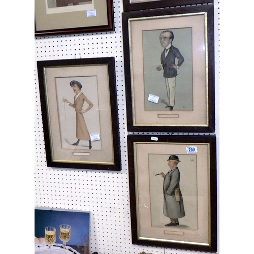 250 - A large group of unframed Vanity Fair prints together with six similar framed prints