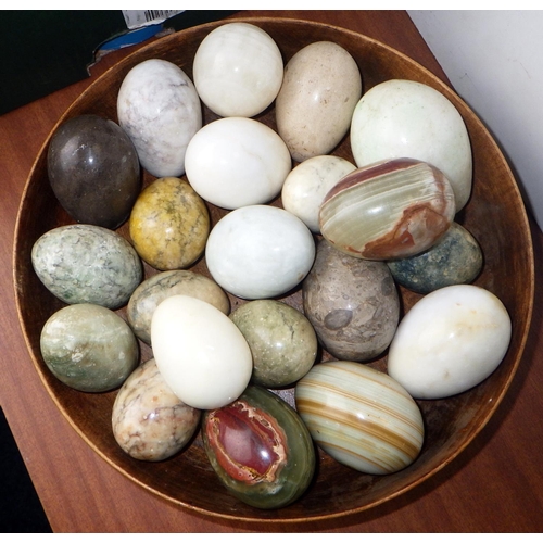 259 - A group of polished stone and marble eggs