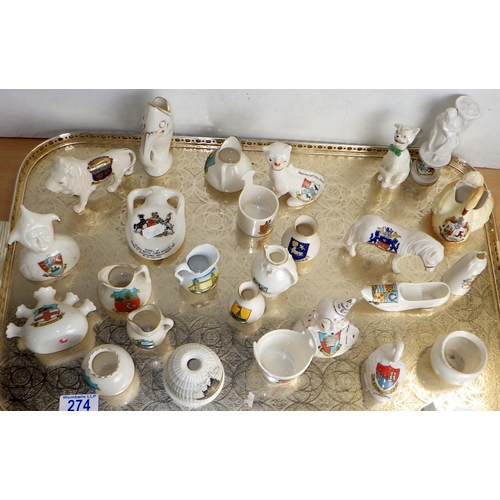 274 - A qty of approx 25 pieces of crested china