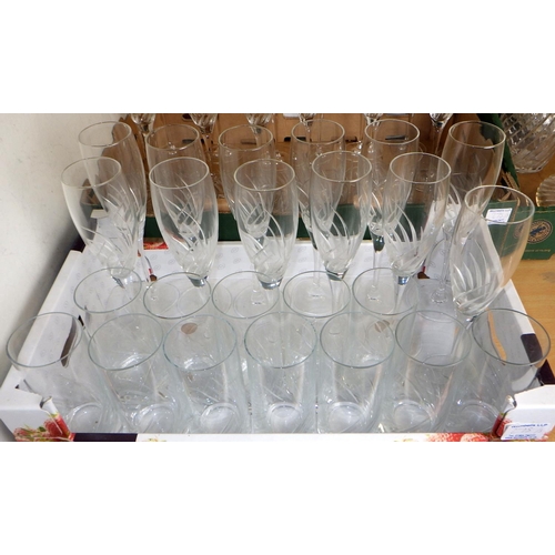 275 - A large qty of good quality cut glass drinking glasses and decanters together with a silver plated t... 