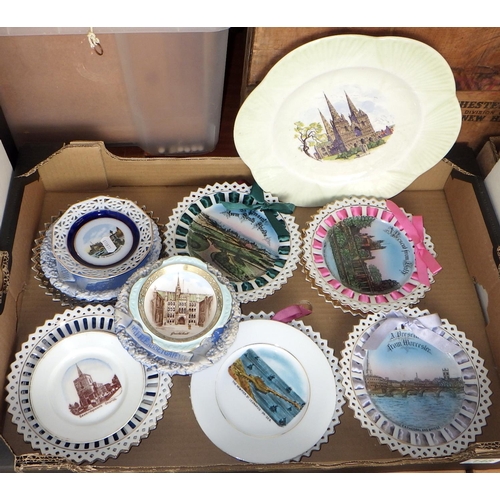 276 - A group of nine continental souvenir ribbon plates together with further souvenir plates