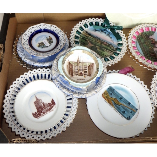 276 - A group of nine continental souvenir ribbon plates together with further souvenir plates