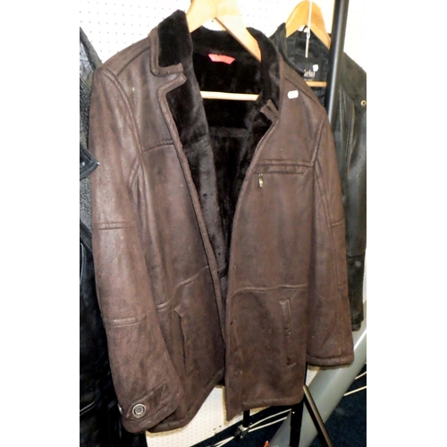 153 - A gent's full length black leather, fleece & quilt coat, Jeansware Leathers Factory, approx size 40;... 