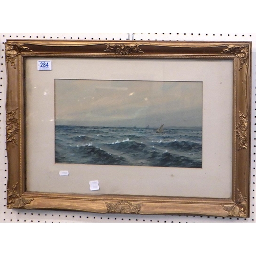 284 - A J F E Banegan ? seascape together with a F W F watercolour of choppy waters (2)