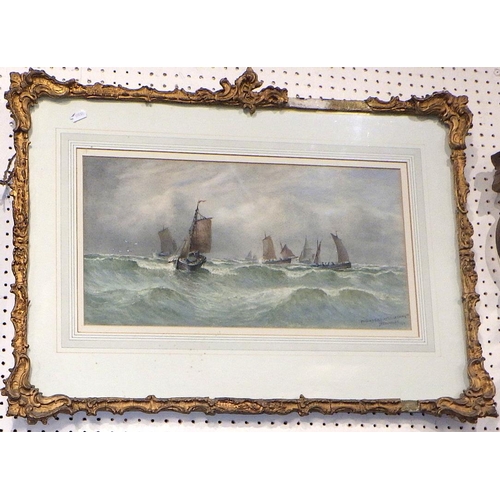 284 - A J F E Banegan ? seascape together with a F W F watercolour of choppy waters (2)