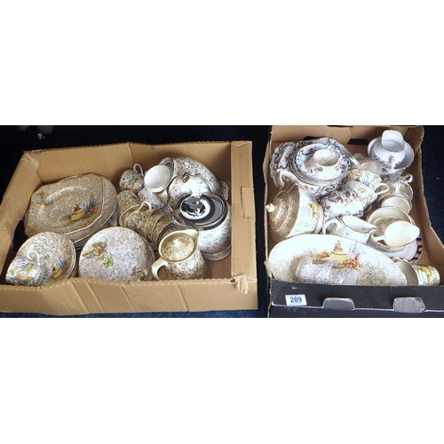 289 - Two boxes of tea wares to include Morley, Crown Ducal etc (2)