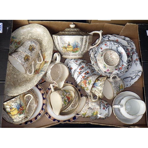 289 - Two boxes of tea wares to include Morley, Crown Ducal etc (2)