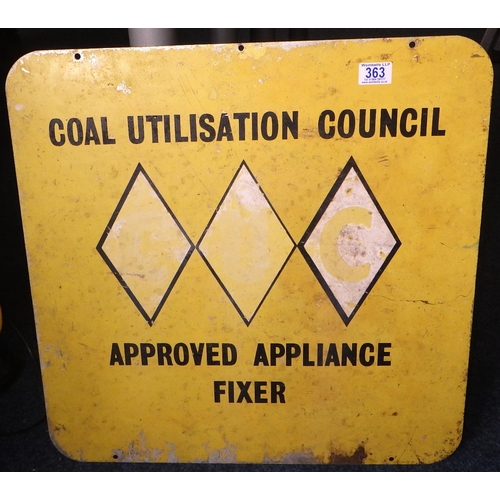 363 - A Coal Utilisation Council double sided sign 58cm sq