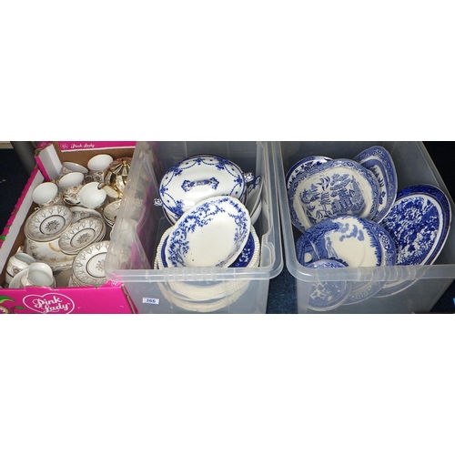 366 - Two boxes of misc blue & white together with misc tea ware (3)