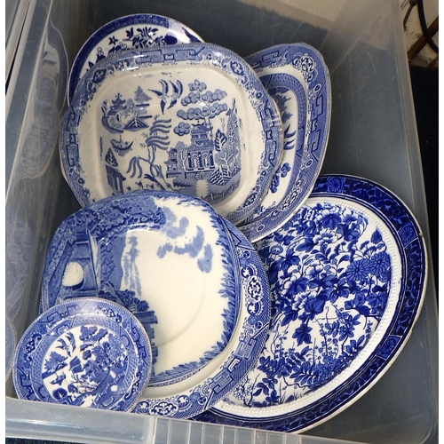 366 - Two boxes of misc blue & white together with misc tea ware (3)