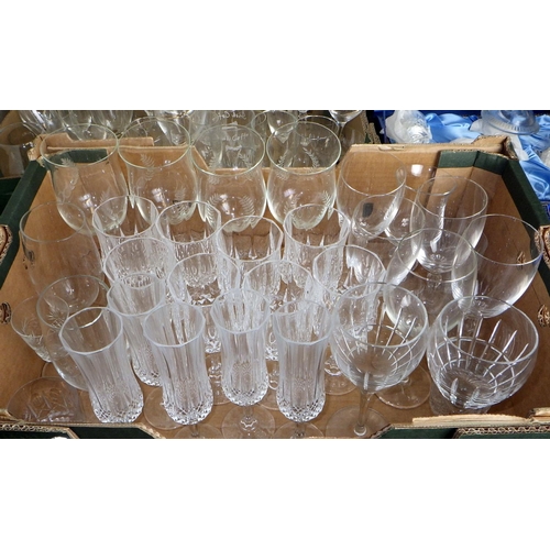 371 - A boxed Thomas Webb set of four stemmed glasses together with further glasses, cut glass bowls etc (... 