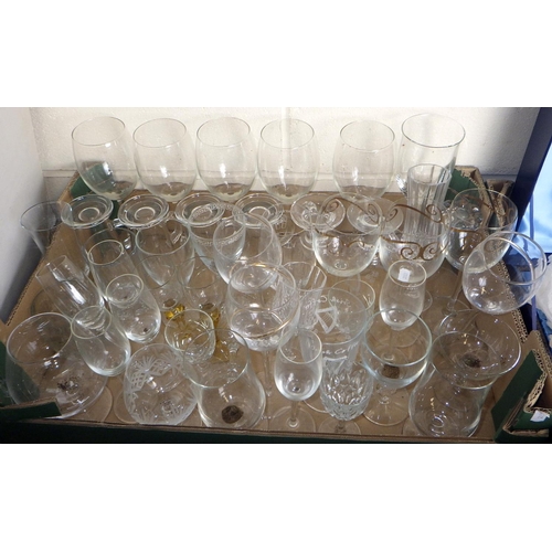 371 - A boxed Thomas Webb set of four stemmed glasses together with further glasses, cut glass bowls etc (... 