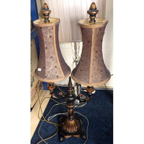 375 - A group of five table lamps together with three mirrors (8)