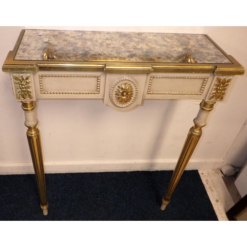 377 - A gilt wood console table with matching mirror