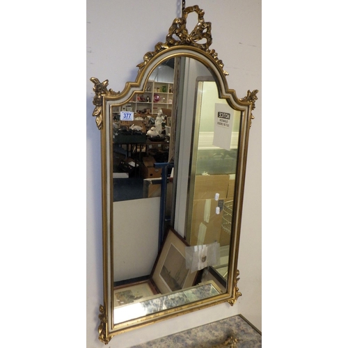 377 - A gilt wood console table with matching mirror