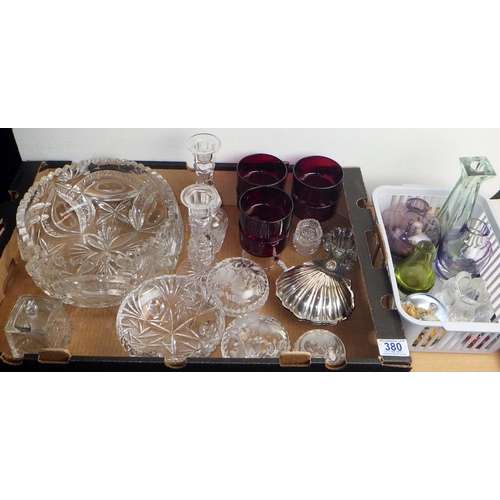 380 - A good quality cut glass bowl together with further glass ware (2)